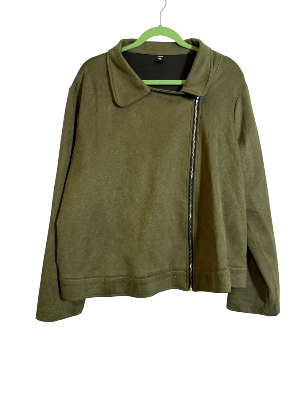 Women's Olive Asymmetrical Zip Jacket sz 2XL